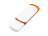 Флешка промо прямоугольной классической формы с цветными вставками, 16 Гб, белый/оранжевый